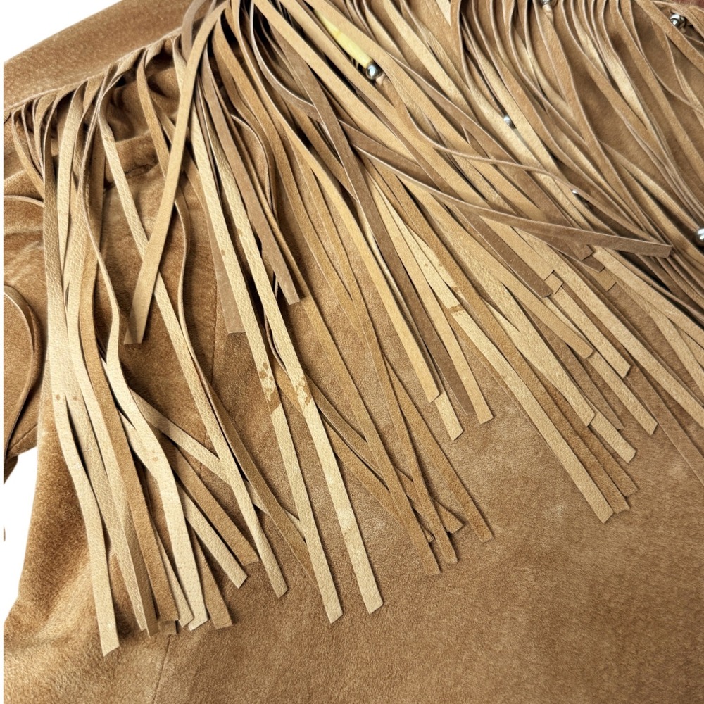 PATRICIA WOLF Suede Fringe Jacket Hand Painted Western Cowgirl Boho Luxe XL - Picture 14 of 14